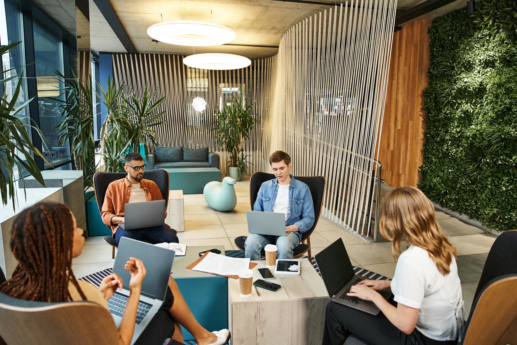 A bright, welcoming workspace where people gather and collaborate